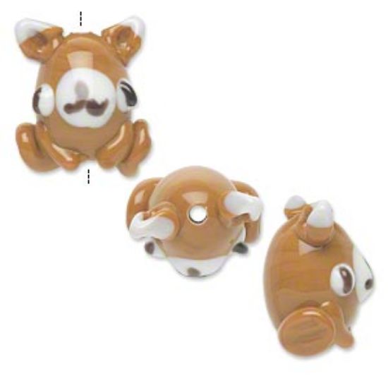 Picture of Lampwork Glass Bead Monster 20x20mm Brown/White x1