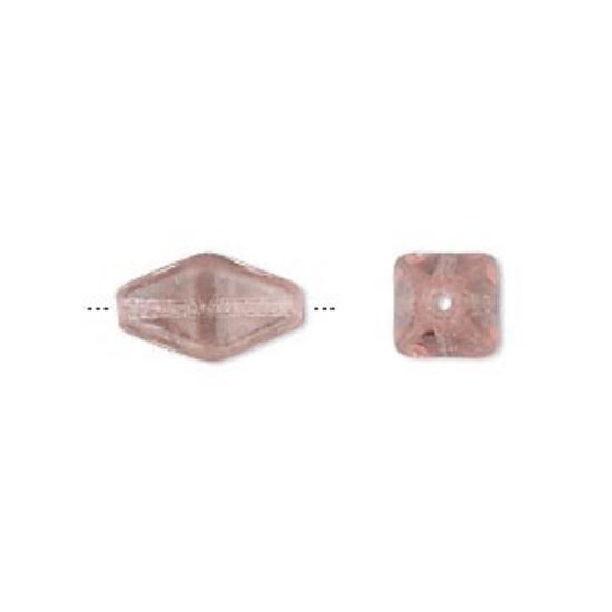 Picture of Bead, Preciosa Czech pressed glass, light rose, 14x8.5mm 4-sided double cone. Sold per 16-inch strand.