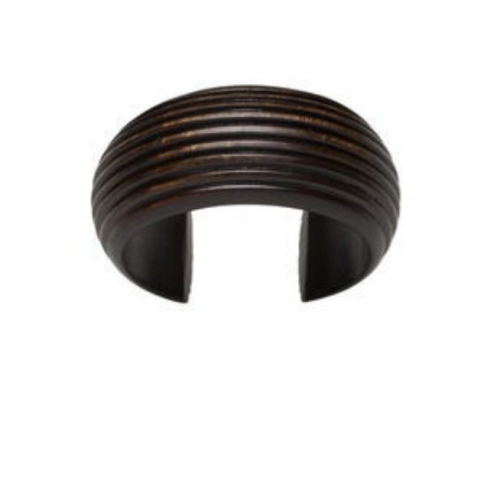 Picture of Bracelet, cuff, painted wood (coated), dark brown, 35mm wide with ribbed design, 67mm inside diameter. Sold individually.