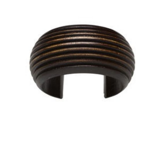 Picture of Cuff Bracelet Mango Wood 35mm wide Ribbed Design Dark Brown x1