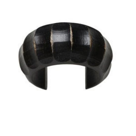 Picture of Cuff Bracelet Mango Wood 35mm wide Rippled Design Dark Brown x1