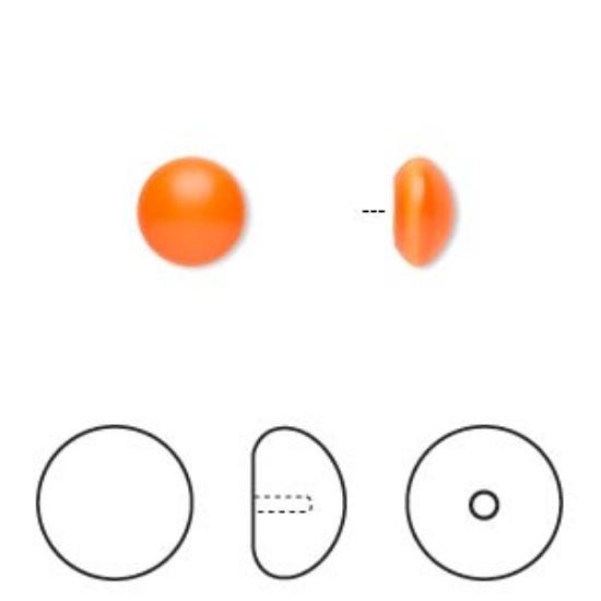 Picture of Swarovski 5817 cabochon 8mm round Neon Orange x1