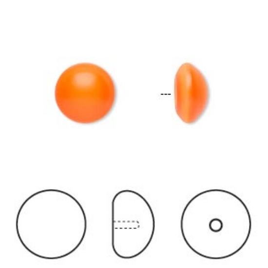 Picture of Swarovski 5817 cabochon 10mm round Neon Orange x1