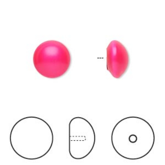 Picture of Swarovski 5817 cabochon 10mm round Neon Pink x1