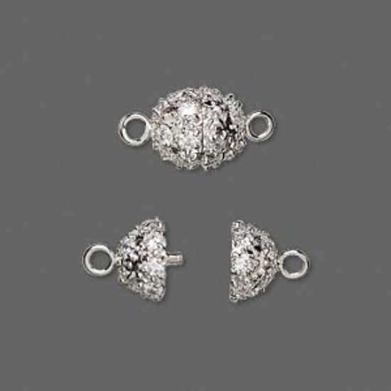 Picture of 925 Silver Screw Clasp 10x9mm Cubic Zirconia x1