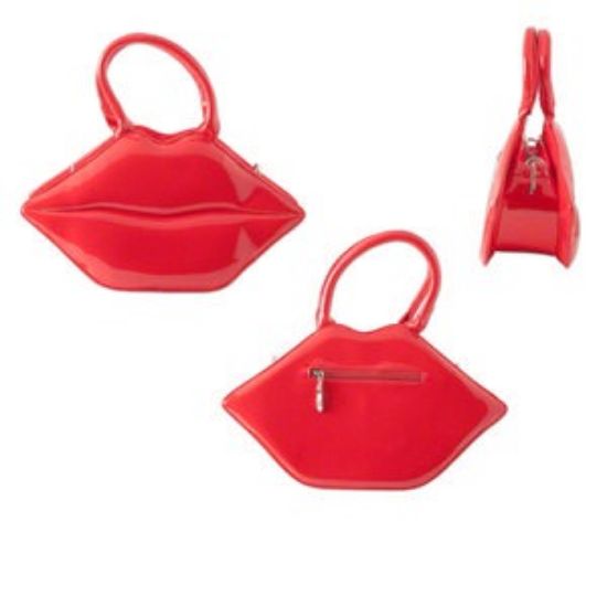 Picture of Purse Lips 38x22x12,50cm with double handles removable shoulder strap adjustable up to 120cm Red x1