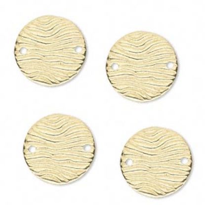 Image de JBB Findings Link 16mm flat Round w/ wavy lines Gold Plated x1