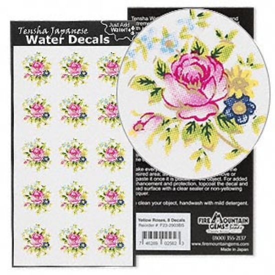 Picture of Water decal, Tensha Japanese, dark pink, 20x18mm flower. Sold per pkg of 15.