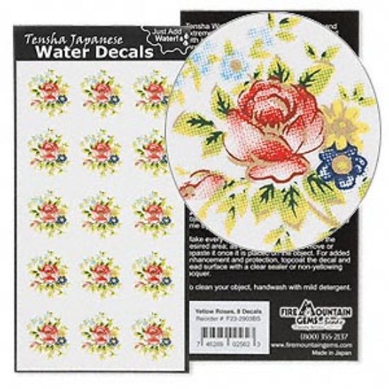 Picture of Water decal, Tensha Japanese, red, 20x18mm flower. Sold per pkg of 15.