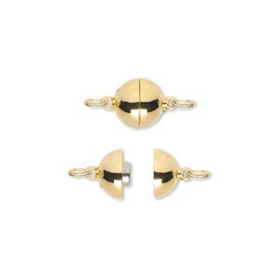 Picture of 925 Silver Magnetic Clasp Round 8mm Gold Plated x1