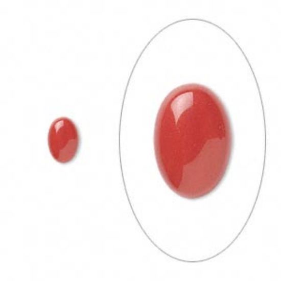 Picture of Cabochon coral (dyed) red 6x4mm oval x1