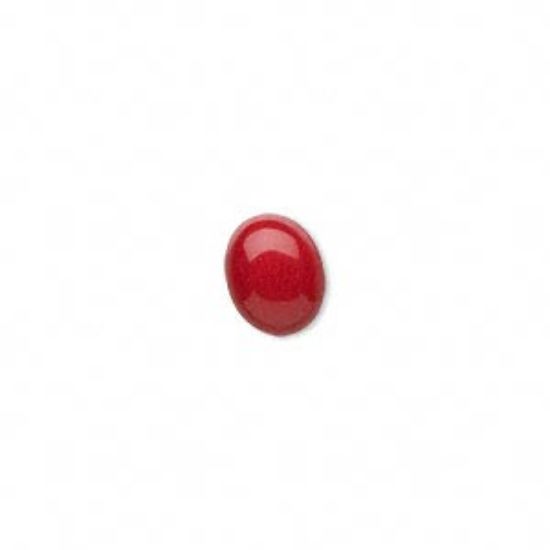 Picture of Cabochon coral (dyed) red 10x8mm oval x1