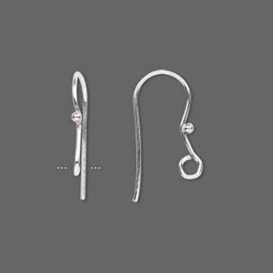 Picture of 9S5 Silver Ear wire 18mm fishhook with ball and open loop x2