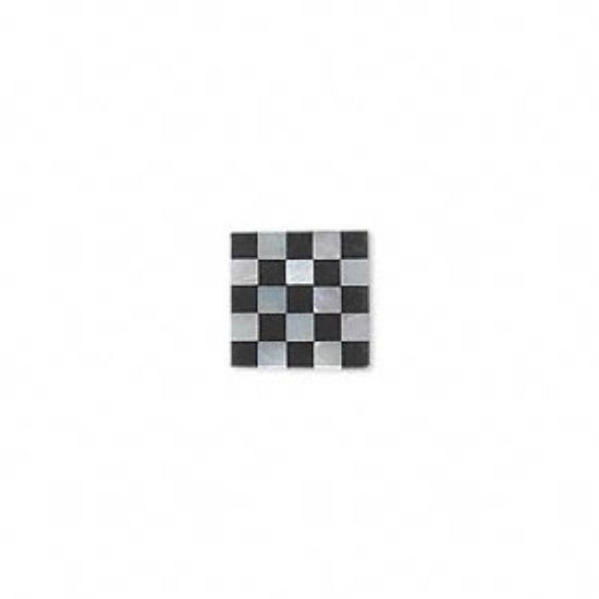 Picture of Cabochon Mother-of-Pearl Shell (bleached) and Black Onyx (imitation) 10x10mm square x1