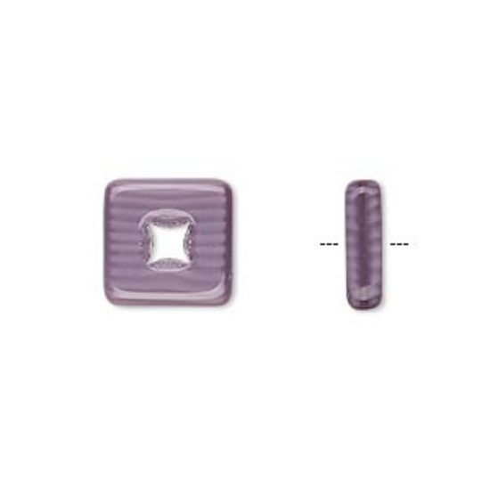 Picture of Bead, Preciosa Czech pressed glass, purple, 12x12mm open square.