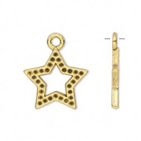 Picture of Charm Star 19 mm w/ (30) PP9 settings Antiqued Gold Tone x4