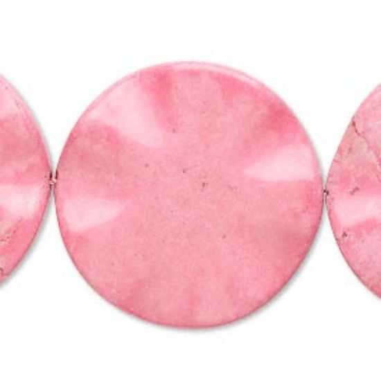 Picture of Chalk Turquoise 30mm Flat Wavy Round Pink x2