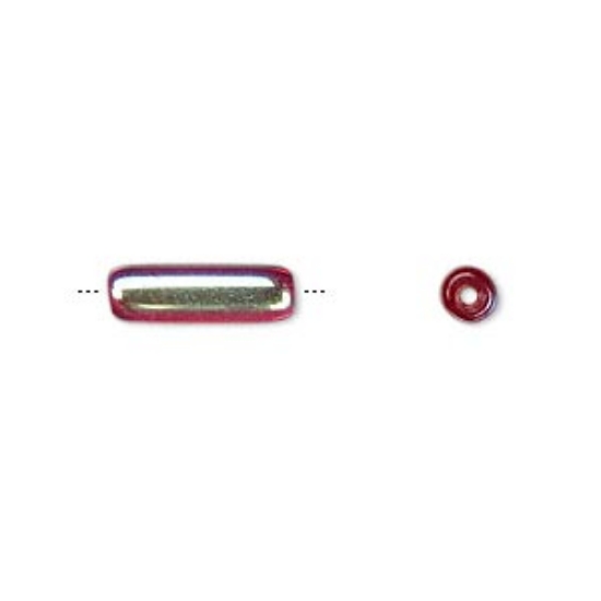 Picture of Czech glass bead 14x4.5mm tube Ruby Red AB x10