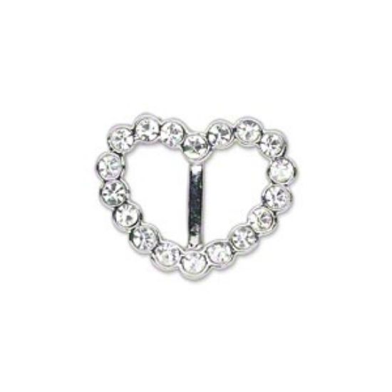 Picture of Slider Heart 23x19mm with Czech strass Antique Silver x1