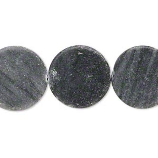 Picture of Marble (natural) 18mm flat round Black and Grey x38cm
