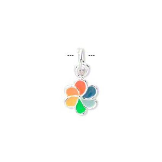 Picture of 925 Silver Charm 9x8mm Flower enamel x1