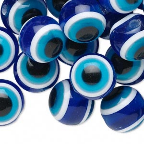 Picture of Resin Bead Evil Eye 14mm round Blue x10