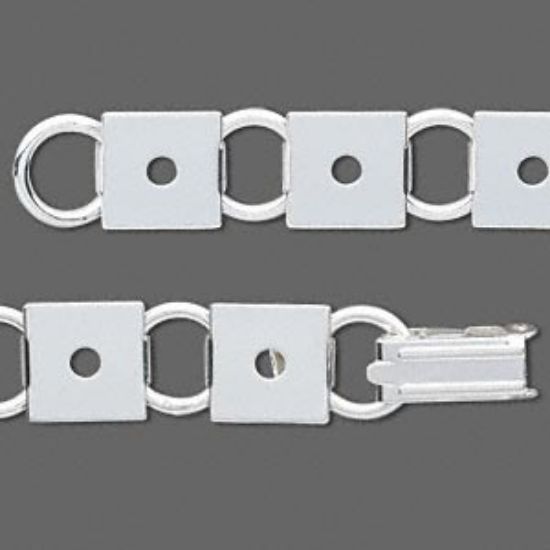 Picture of Bracelet Steel 12 links Square 10mm Silver Plated x1