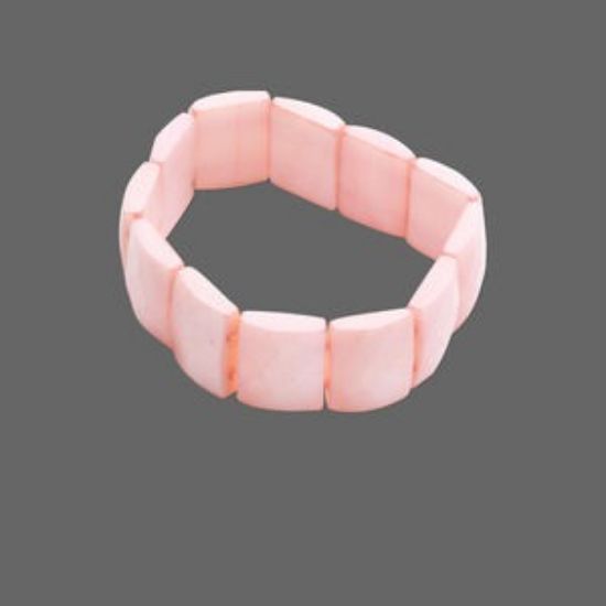 Picture of Bracelet, stretch, shell (dyed), pink, 20x15mm faceted double-drilled rectangle, 7-inch. Sold individually.