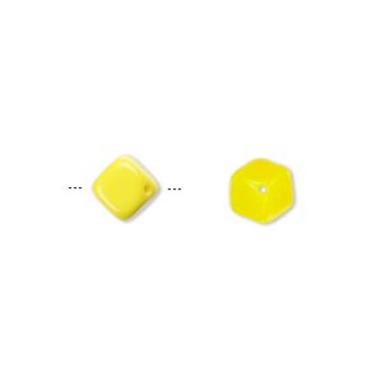 Picture of Cube Beads 6.5x8.5mm Opaque Yellow x10