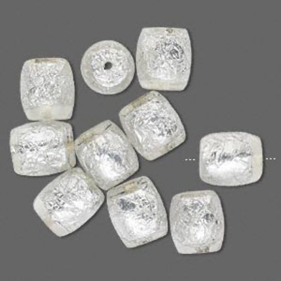 Picture of Resin Bead Barrel 23x20mm Silver-Color Foil Crystal x10