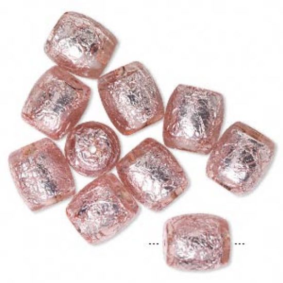 Picture of Resin Bead Barrel 23x20mm Silver-Color Foil Pink x10