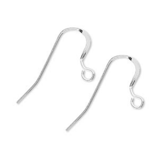 Picture of Earwire, sterling silver, 16mm plain flat fishhook with open loop, 21 gauge. Sold per pair.