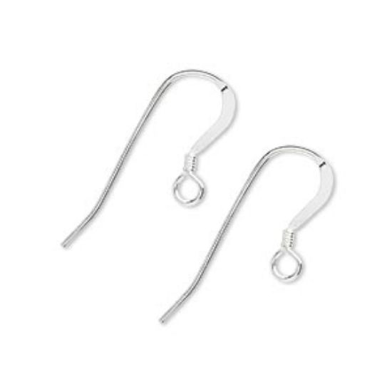 Picture of Earwire, sterling silver, 15mm flattened fishhook with 2mm coil and open loop, 21 gauge. Sold per pair.