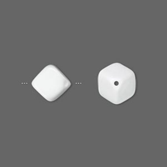 Picture of Preciosa pressed glass opaque white 10x8mm dice x10