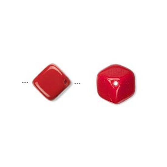 Picture of Cube Beads 8x10mm Opaque Red x10