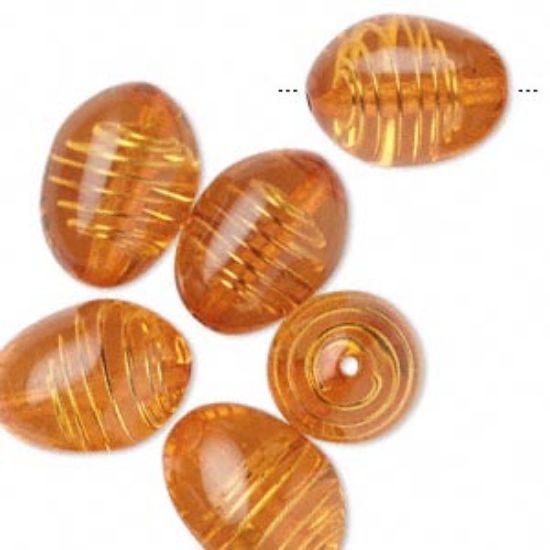Picture of Resin Bead Oval 28x21mm Gold-Color Foil Goldenrod x6