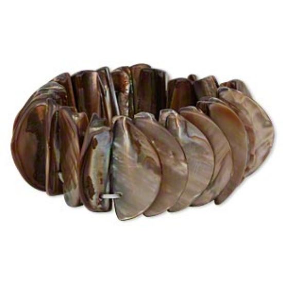 Picture of Mother-of-Pearl Shell Stretch Bracelet Golden Brown x1