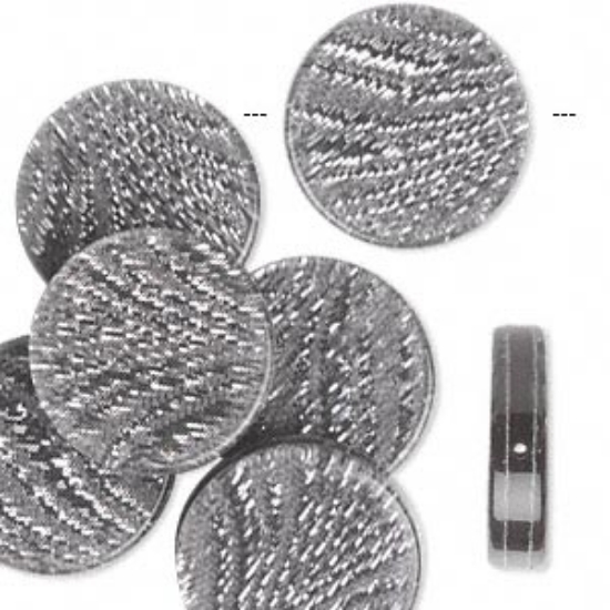 Picture of Resin Bead 18mm flat round Metallic Grey x2