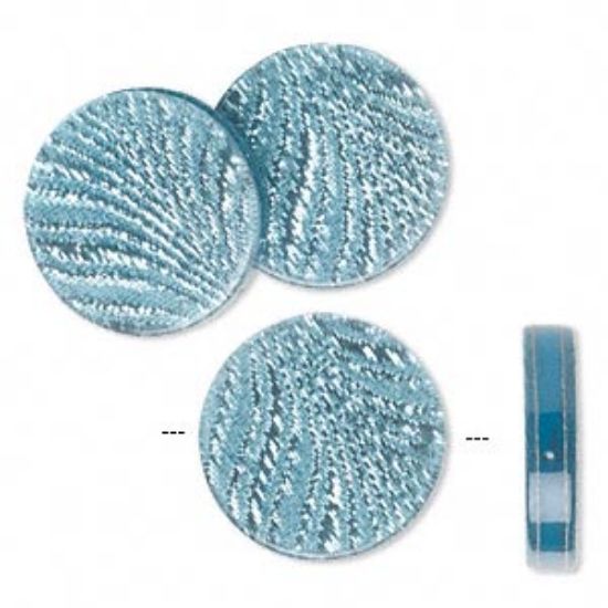 Picture of Resin Bead flat Round 24mm Metallic Turquoise Blue x1