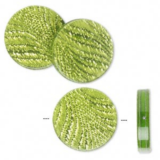 Picture of Resin Bead 24mm flat round Metallic Peridot Green x1