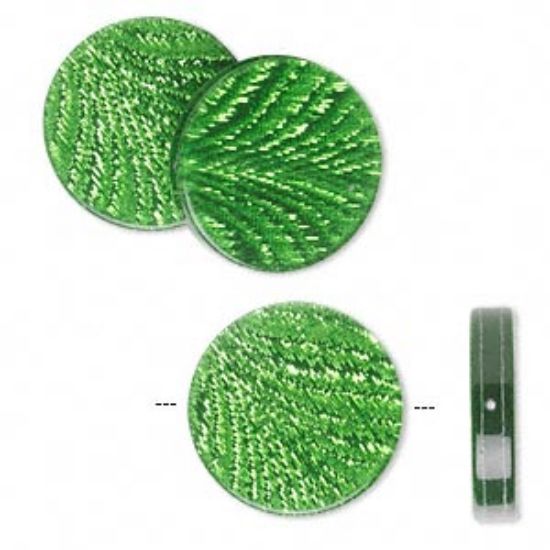 Picture of Resin Bead 24mm flat round Metallic Emerald Green x1