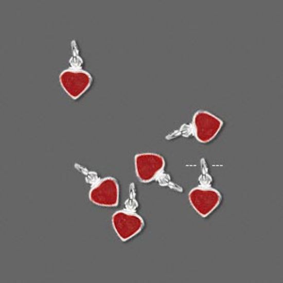 Picture of 925 Silver and Enamel Heart 5mm Red x1