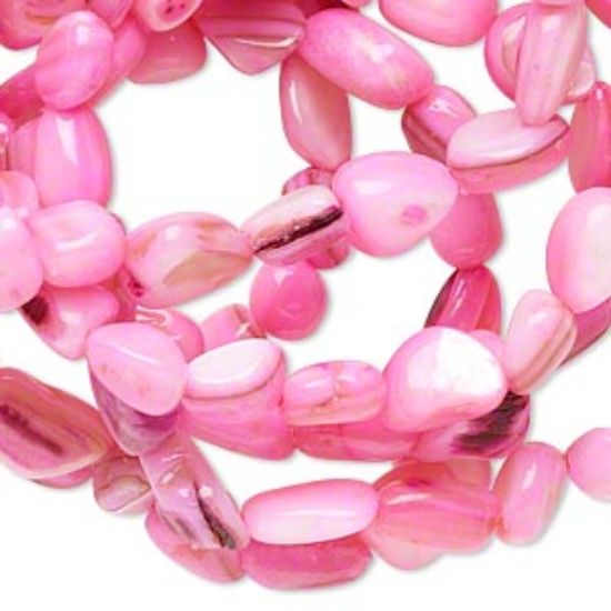Picture of Mother-of-Pearl Shell Bead mini nugget Hot Pink x83cm