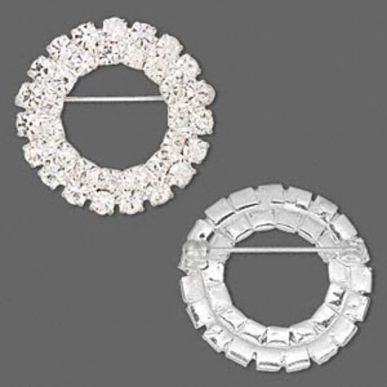 Picture of Brooch double Circle. w/ Rhinestones Silver Tone x1