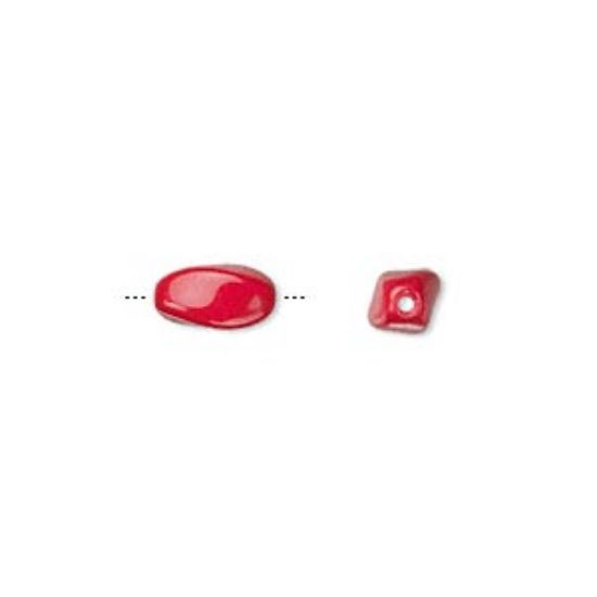 Picture of Bead, Preciosa Czech pressed glass, opaque red, 9x5mm oval twist. Sold per 16-inch strand.