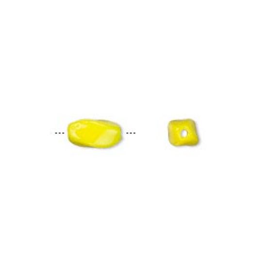 Picture of Bead, Preciosa Czech pressed glass, opaque yellow, 9x5mm oval twist. Sold per 16-inch strand.