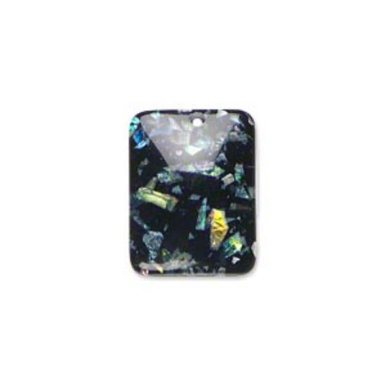 Picture of Resin Drop  19x14mm flat rectangle w/ domed center Opalescent Black x10