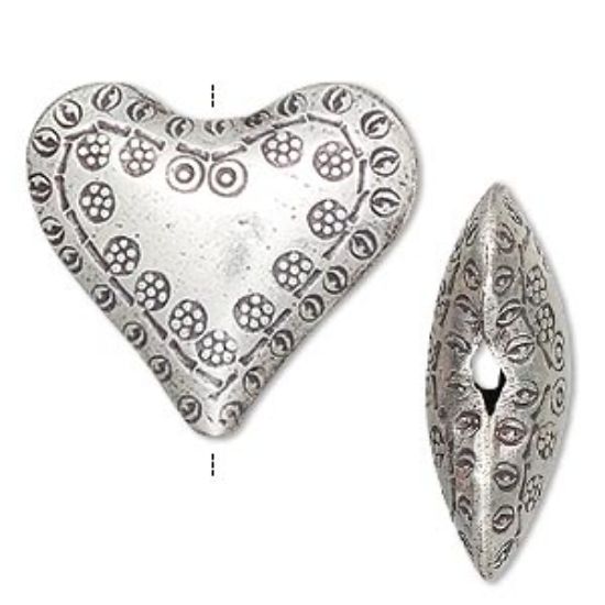 Picture of Hill Tribes Antiqued 999 Fine Silver 28x22mm puffed heart x1