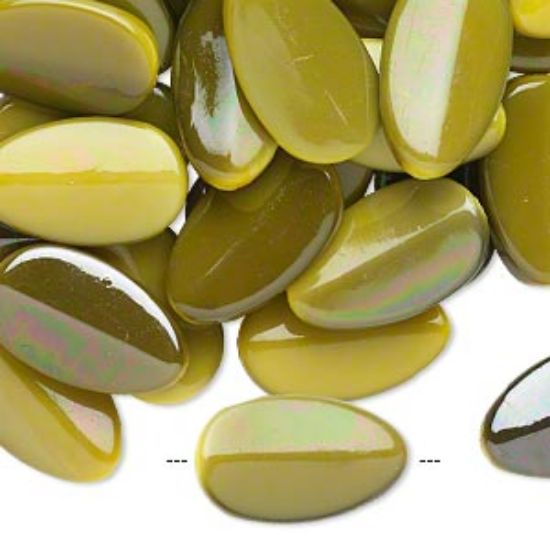 Picture of Shimmer Bead 24x15mm ridged teardrop Metallic Yellow x2