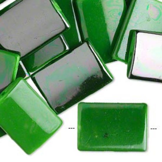 Picture of Shimmer Bead 28x20mm puffed flat rectangle  Metallic Lime Green x2